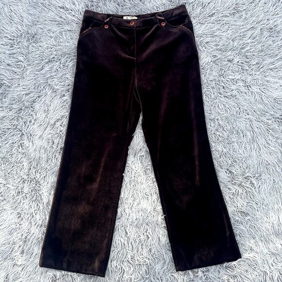 Vintage Velvet Pants Brown Straight Leg High Rise Sequins Women's XL 28" Inseam - Picture 3 of 8